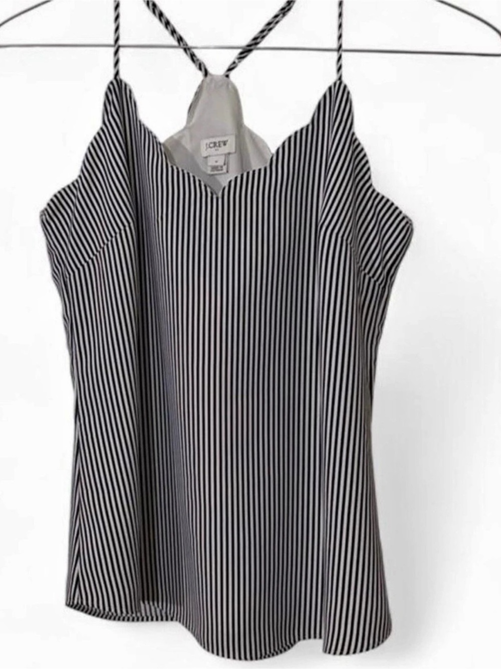 J.Crew Women’s Striped Scalloped Cami Top Black & White Size 0